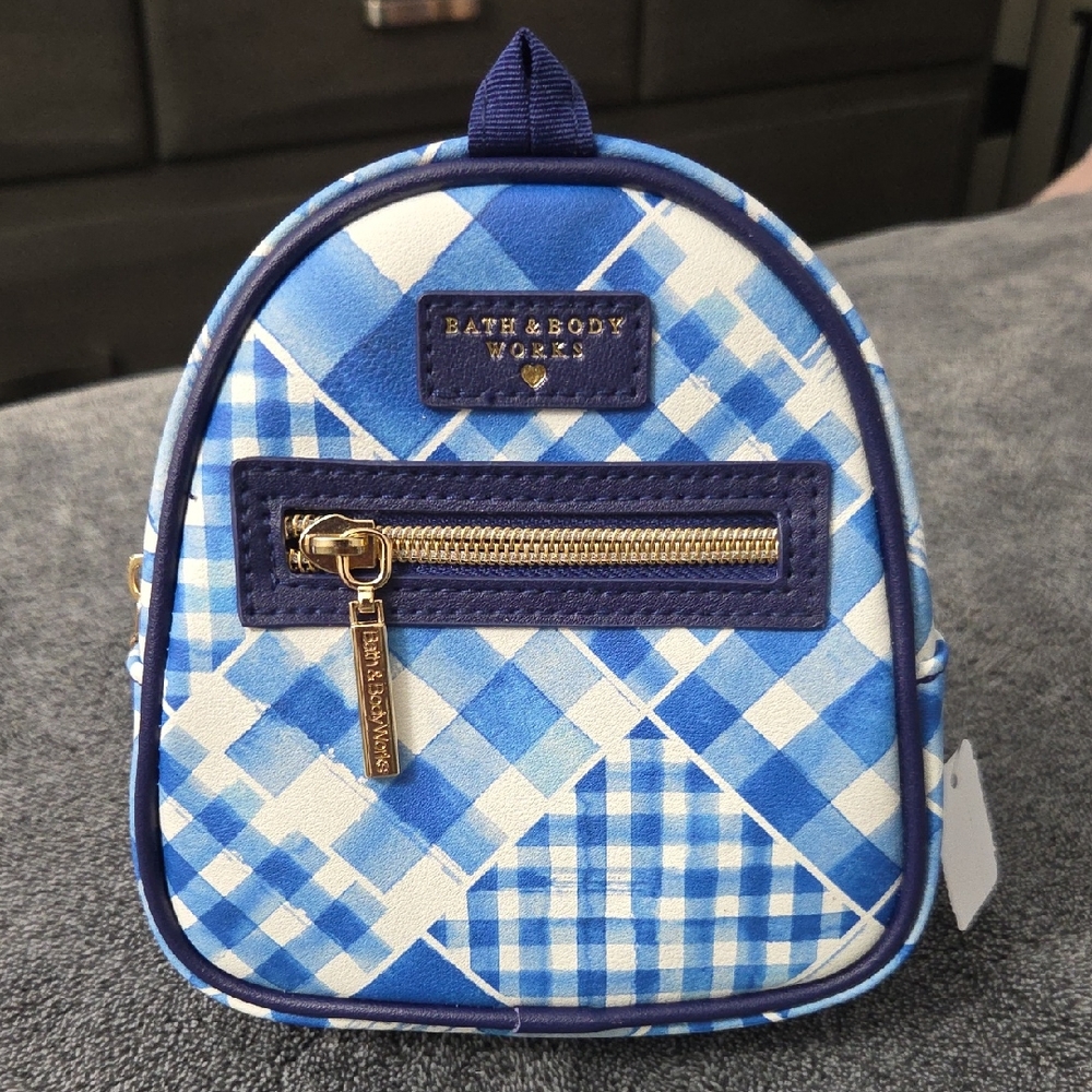 Bath & Body Works Blue Checkered Backpack